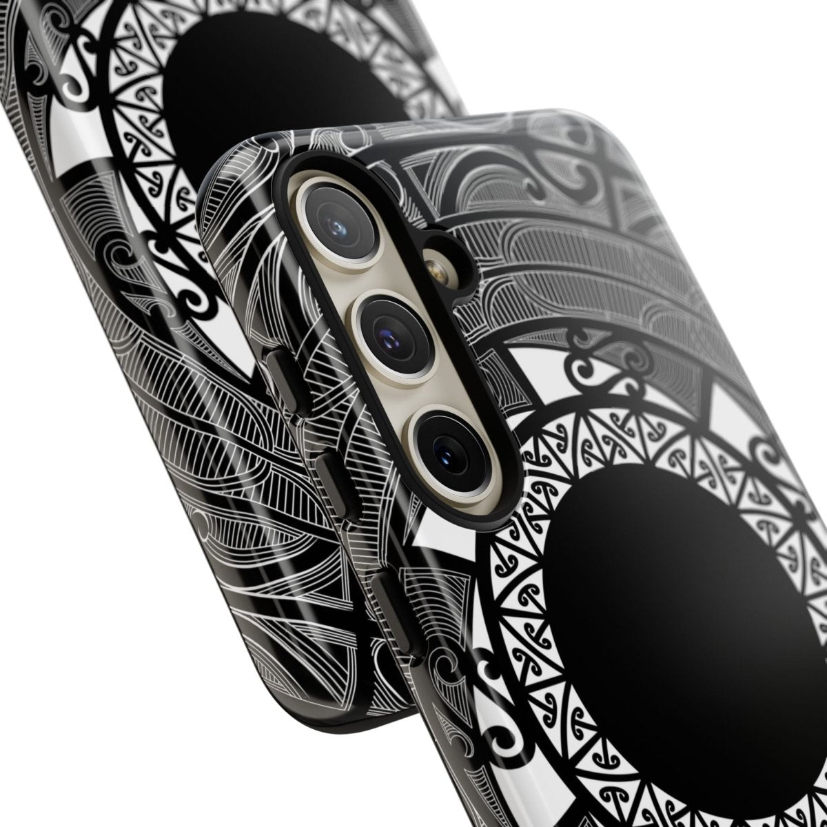 Printify Māori tough phone case with traditional Polynesian Koko Samoa design for AU, NZ, and US models.