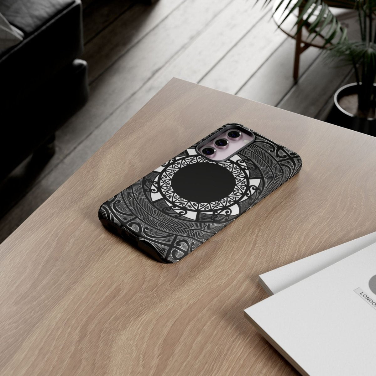 Printify Māori tough phone case featuring traditional Koko Samoa design on durable protective material.