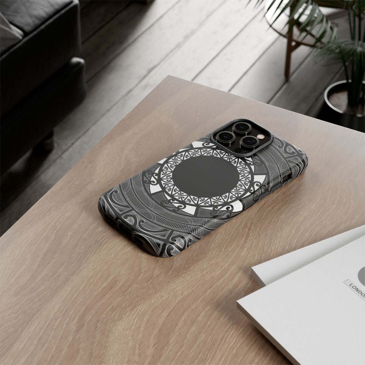 Printify Māori tough phone case with traditional Samoan Koko Samoa design on durable protective material.