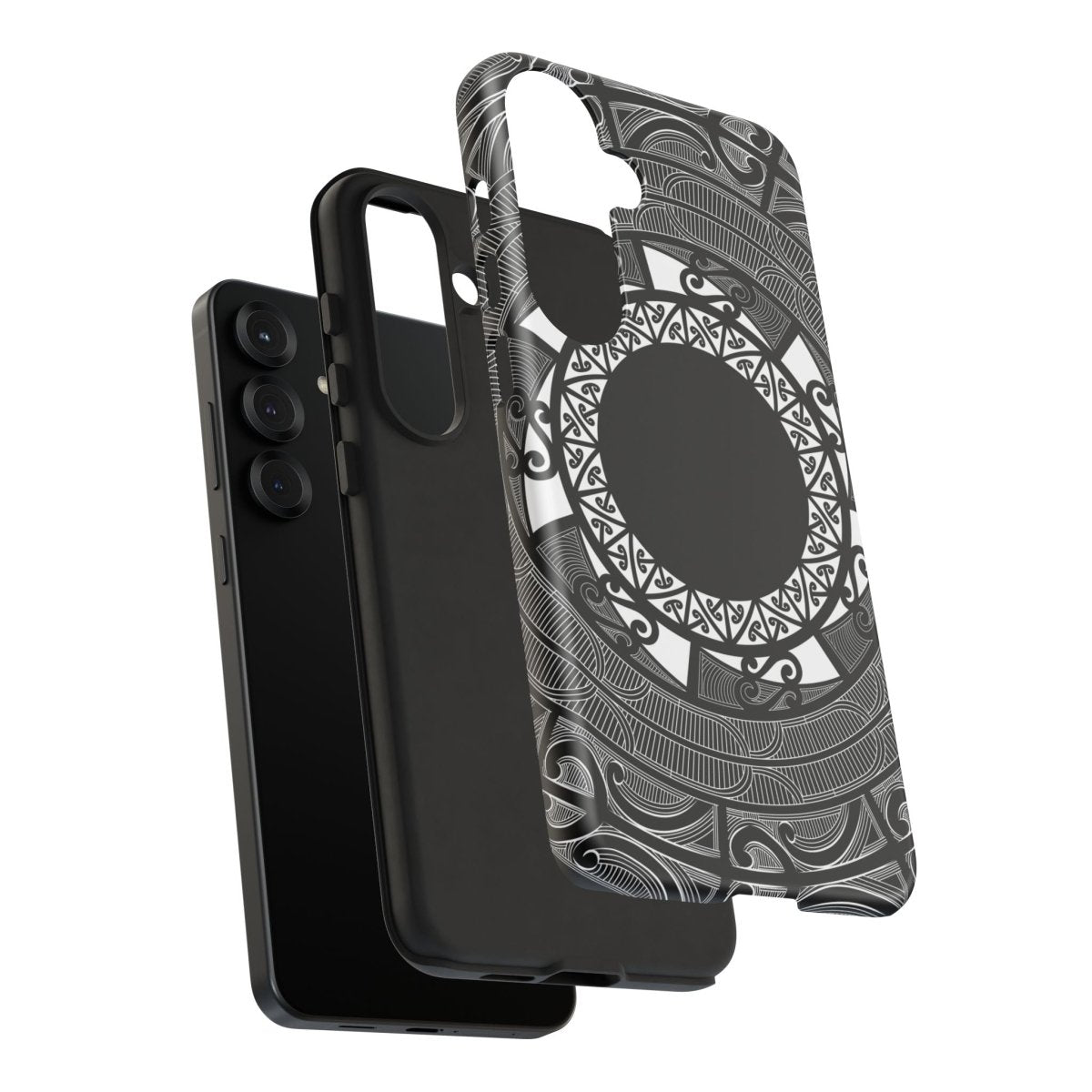 Tough Māori-themed phone case by Printify featuring traditional Samoan Koko Samoa design for AU, NZ, and US models.