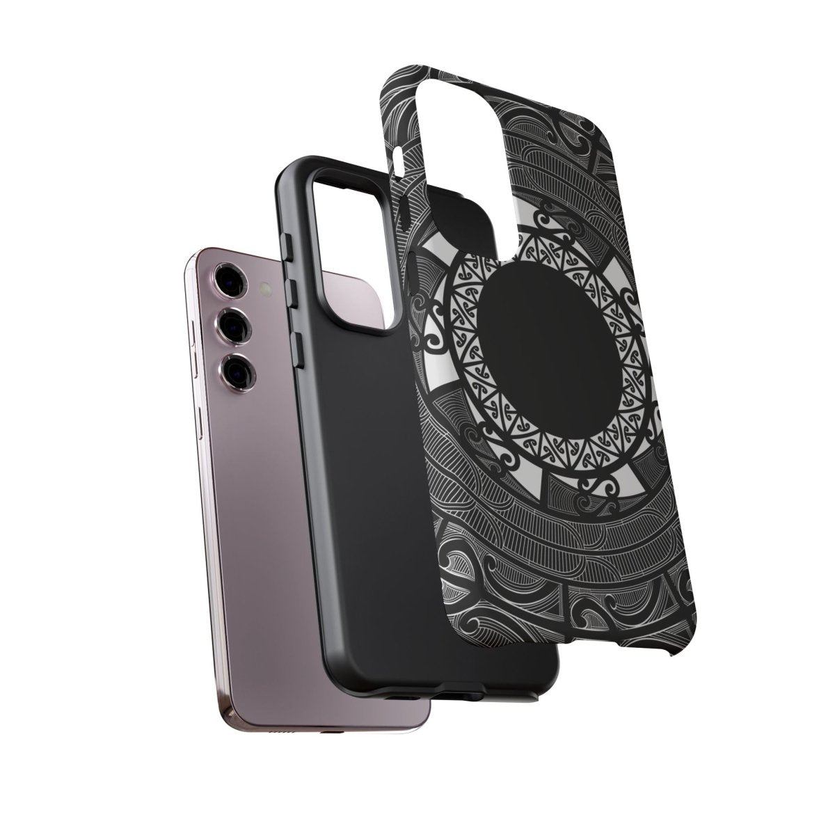 Printify Māori tough phone case featuring traditional Koko Samoa design, fits AU, NZ, and USA smartphones.