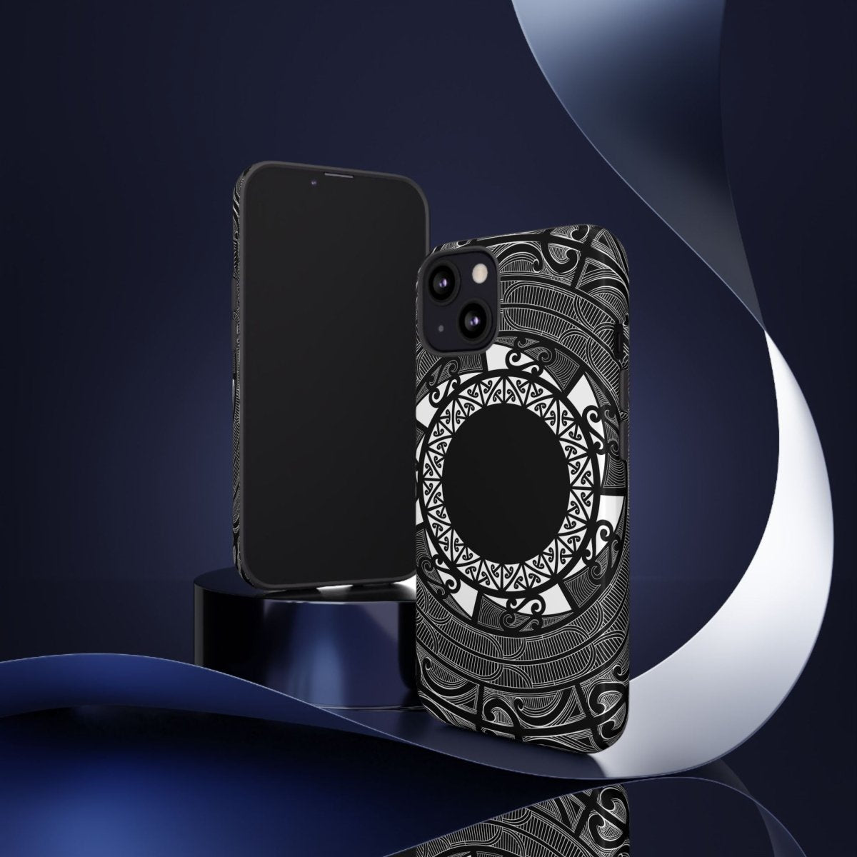 Printify Māori tough phone case featuring traditional Koko Samoa design for AU, NZ, and USA models. Durable protective cover.