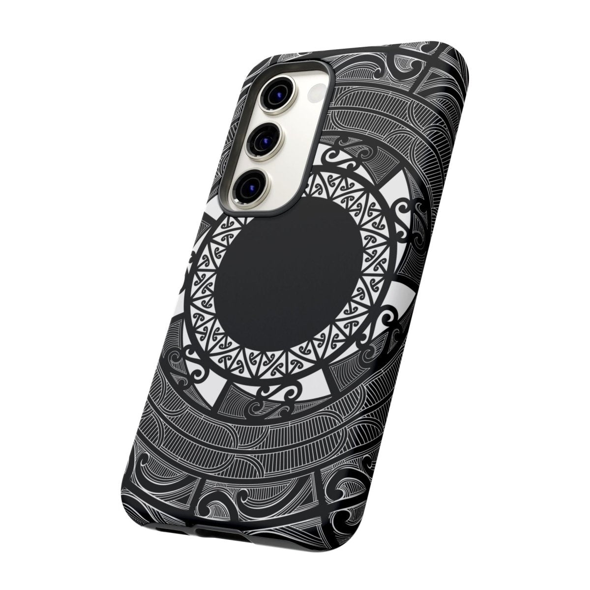 Durable Māori-themed phone case by Printify featuring traditional Samoan Koko Samoa design on a protective case.