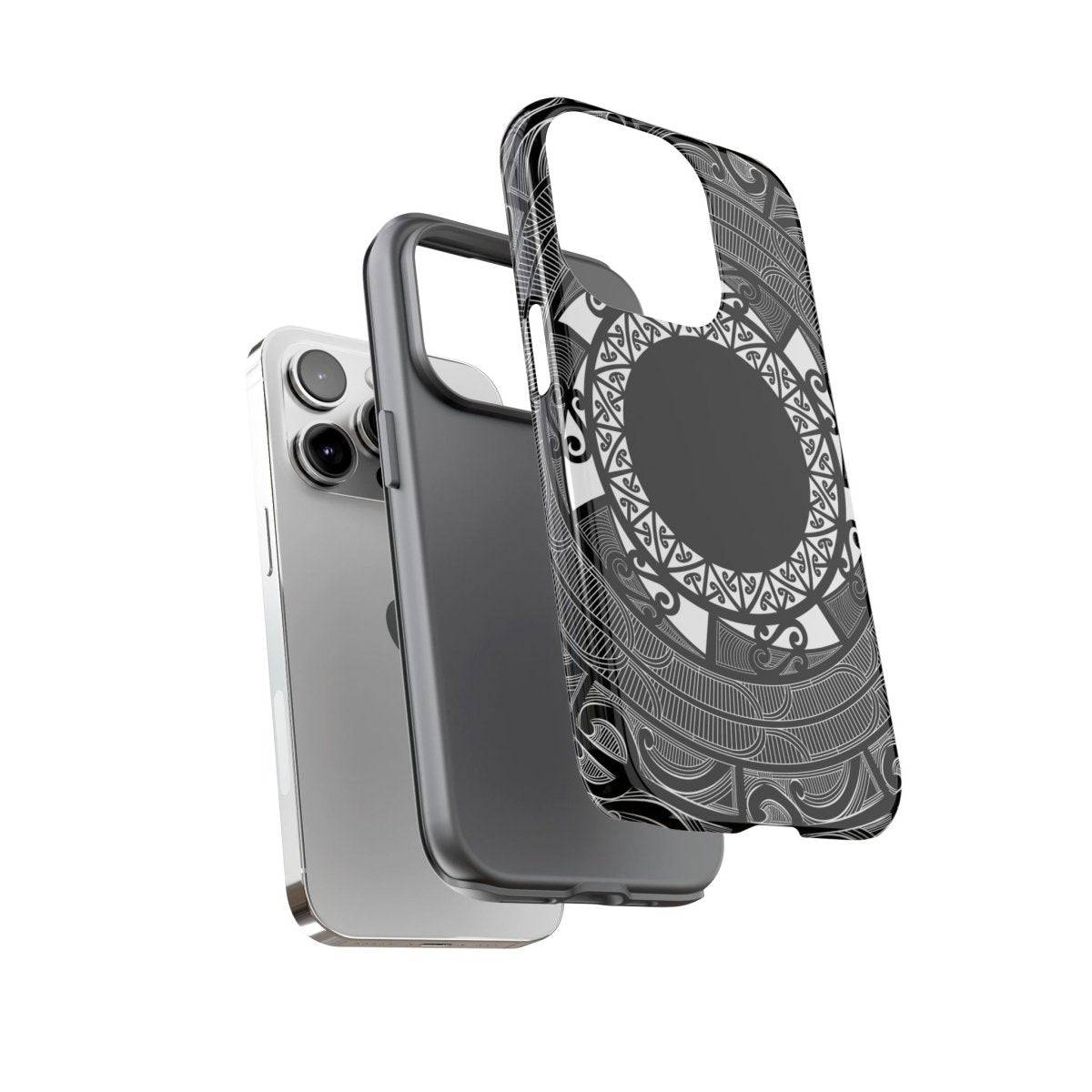 Tough Māori print phone case for AU/NZ/USA, featuring traditional Māori design on durable protective material.