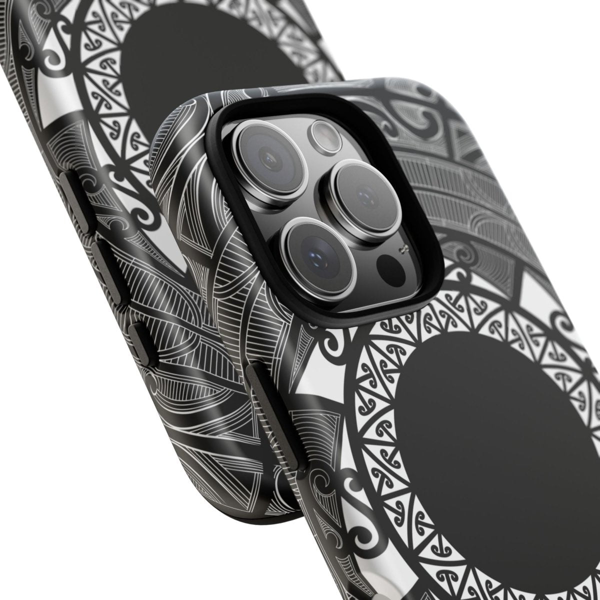Durable Māori design phone case by Printify for AU/NZ/USA, featuring traditional Polynesian patterns on a protective mobile cover.