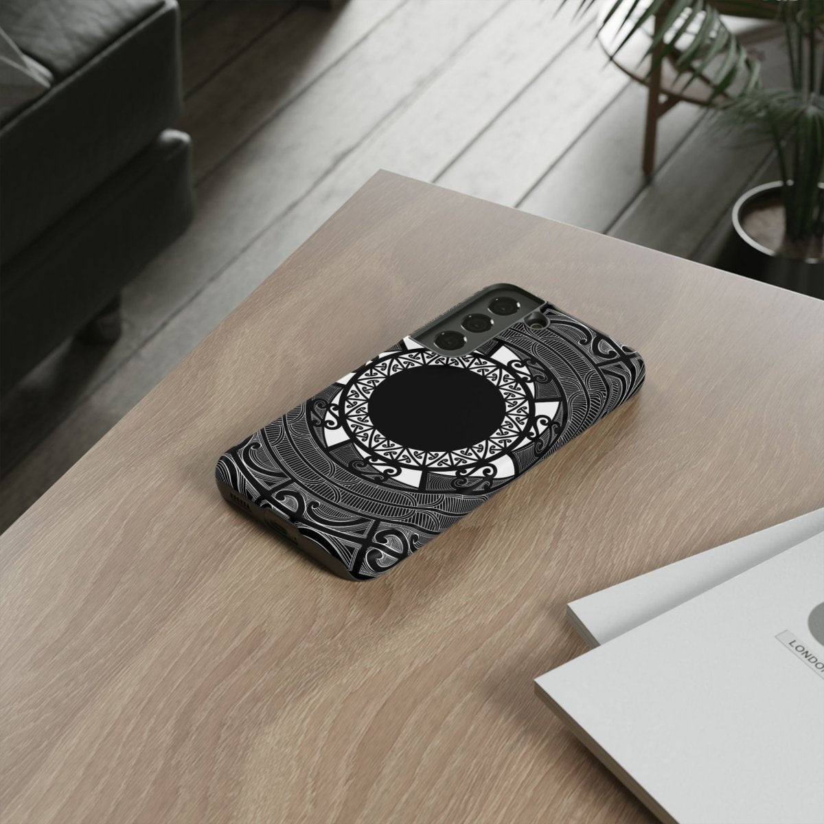 Durable Māori print phone case by Printify for AU, NZ, and USA, featuring traditional Polynesian designs on a protective cover.