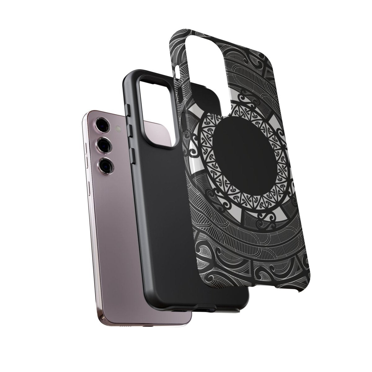 Printify Tough Phone Case featuring Māori and Samoan Koko designs, durable protective cover for smartphone.