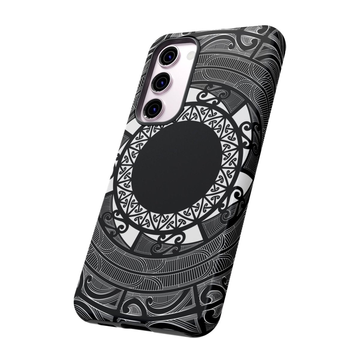 Printify Māori tough phone case featuring traditional Koko Samoa design, suitable for AU, NZ, and USA models.