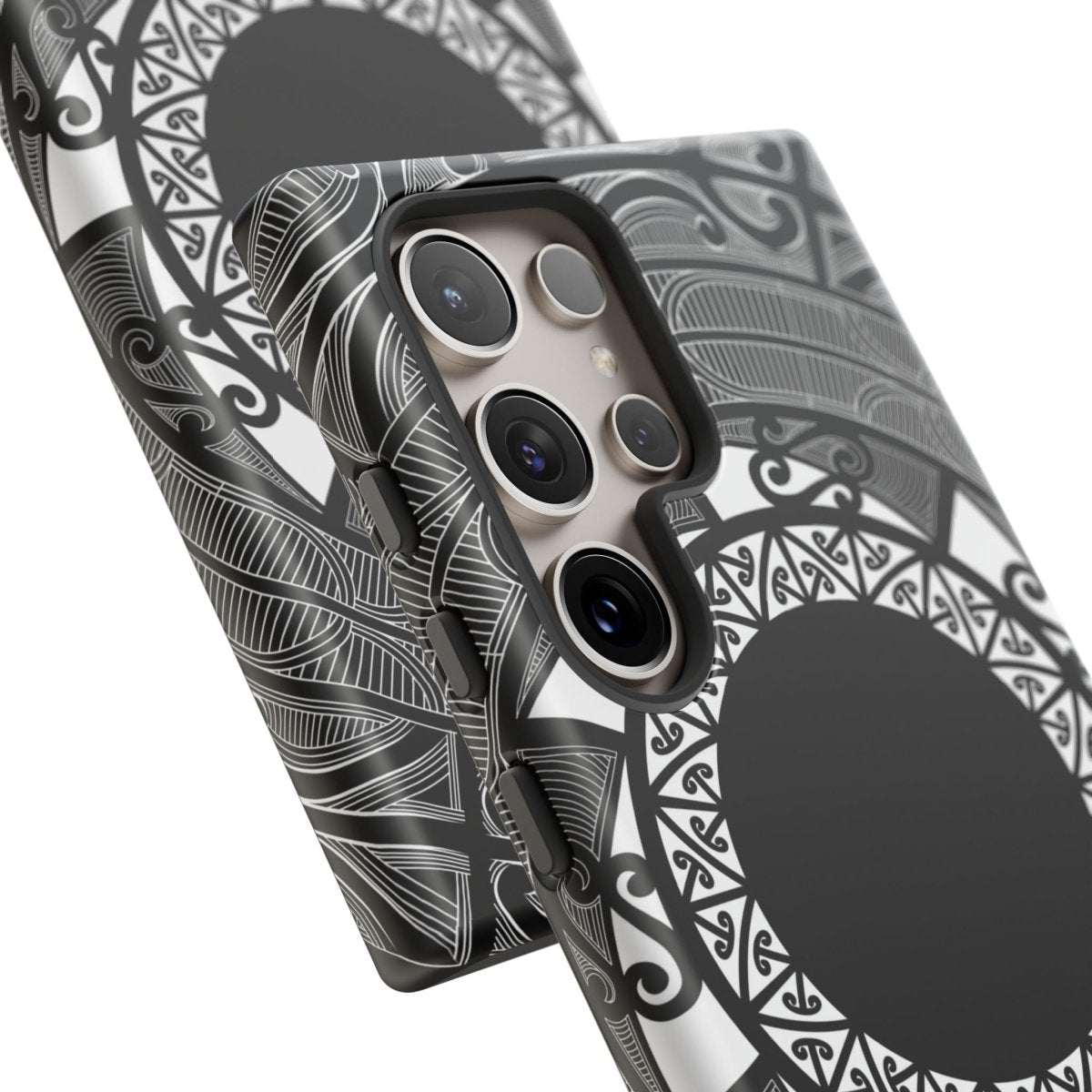 Printify Māori Tough Phone Case featuring traditional Koko Samoa design on durable phone protection.