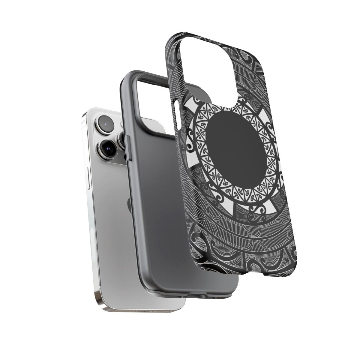 Durable Māori print phone case by Printify for AU/NZ/USA, featuring traditional Māori and Samoan design elements.
