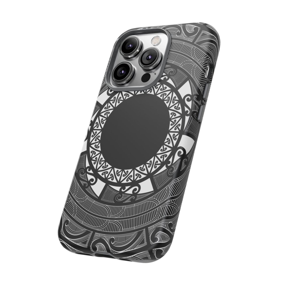Durable Māori print phone case by Printify featuring traditional Koko Samoa design on a protective case.