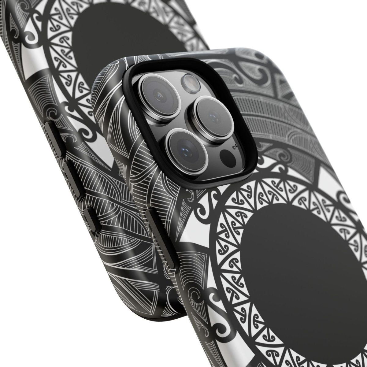 Durable Māori design phone case by Printify for AU, NZ, and USA, featuring traditional Koko Samoa patterns on a protective case.