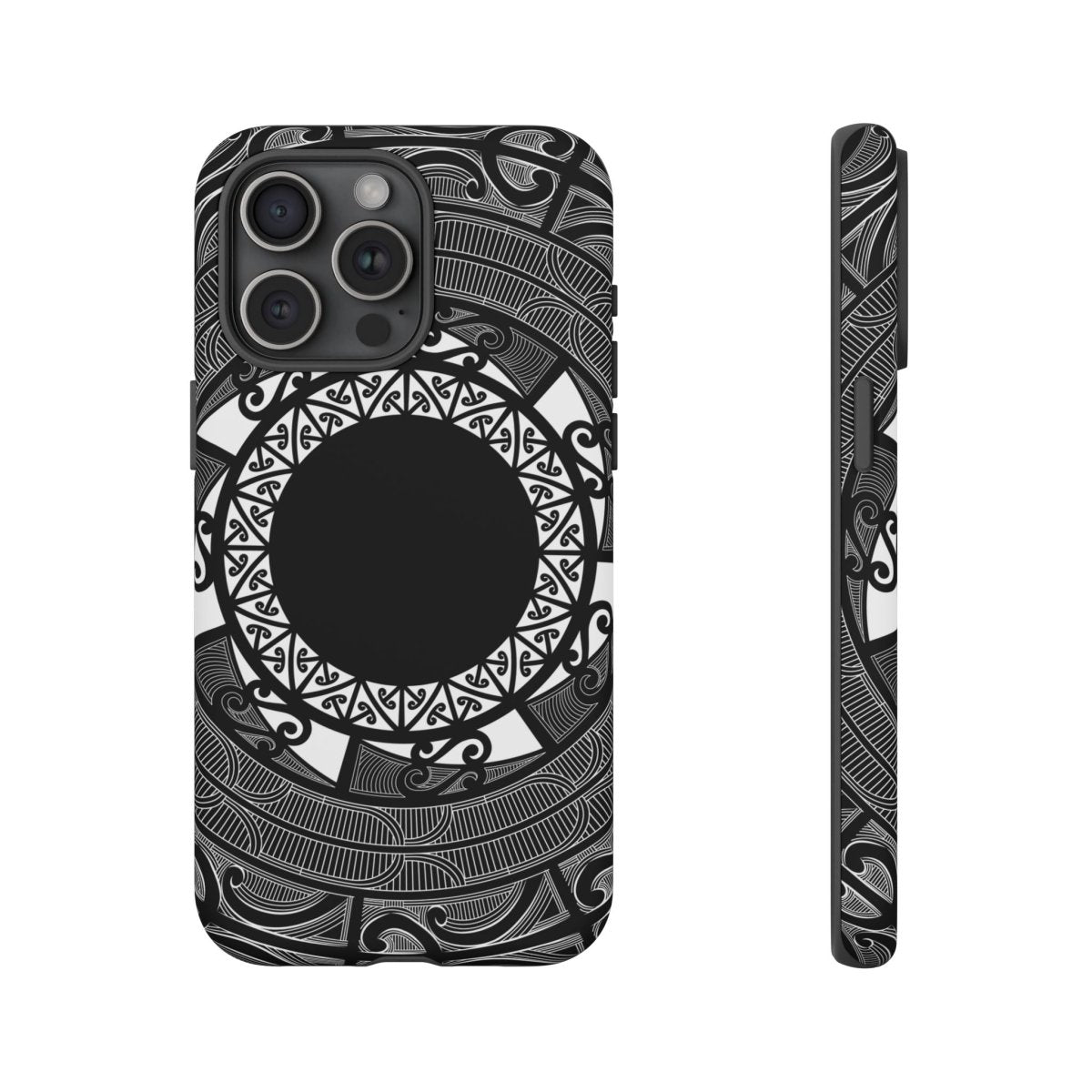 Durable Māori print phone case by Printify featuring traditional Koko Samoa design for AU, NZ, and US models.