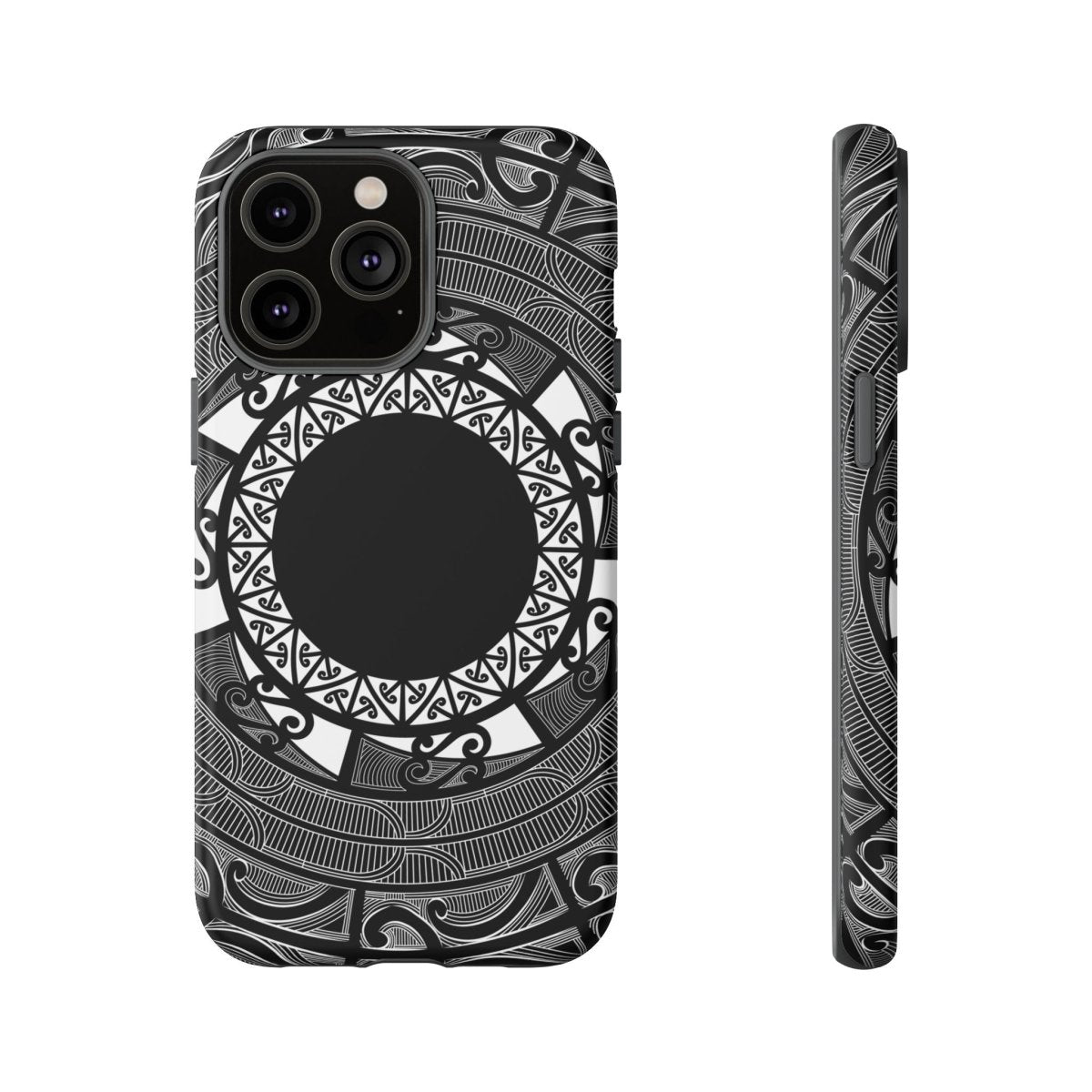 Durable Māori print phone case by Printify featuring traditional Samoan Koko Samoa design on a tough protective cover.