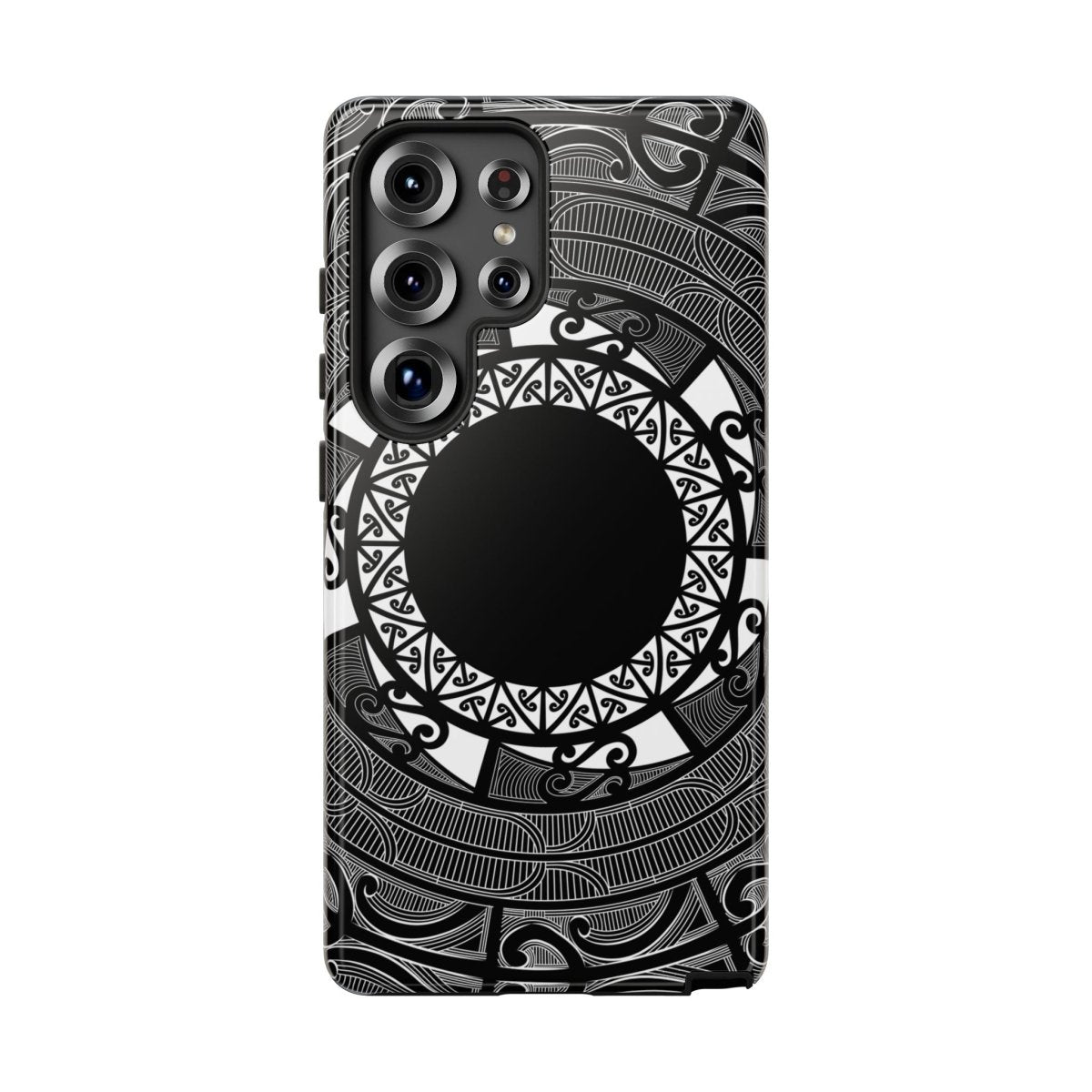 Printify Māori tough phone case with traditional design for AU, NZ, and USA, featuring vibrant Polynesian patterns.