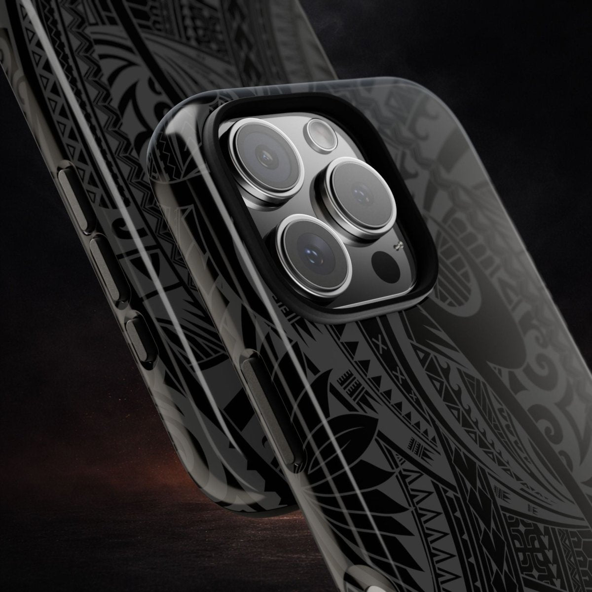 WOYC Warrior tough phone case for AU/NZ/USA, rugged design with tribal artwork, durable protective cover for smartphones.