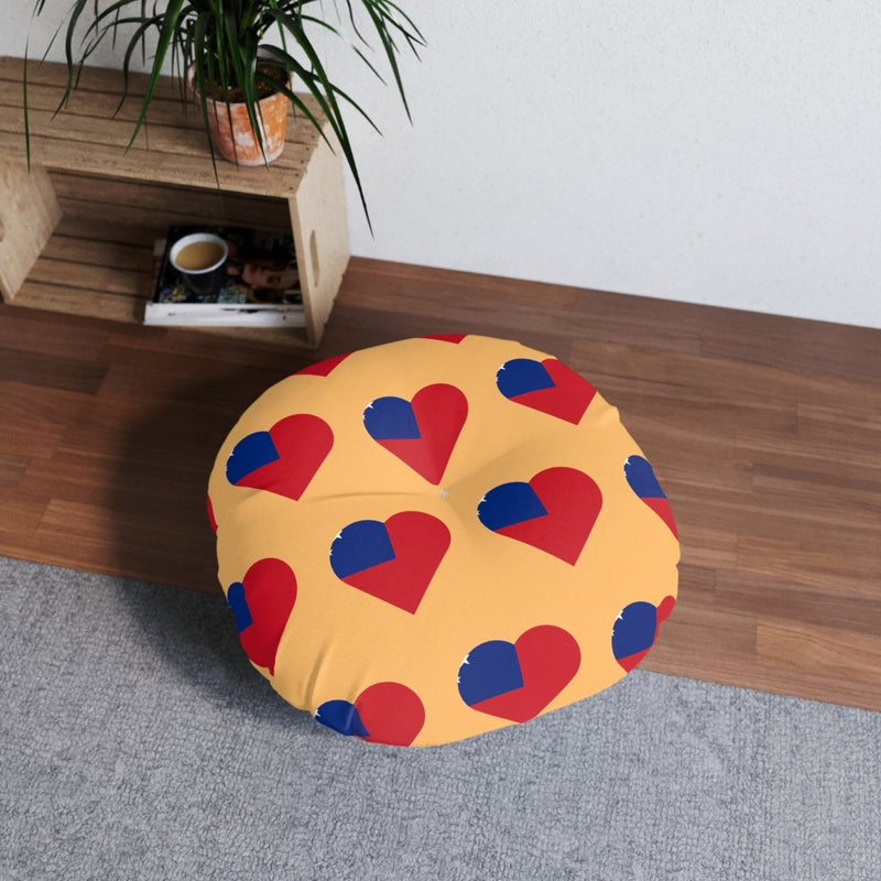 Tufted Floor Pillow - Samoan Flag Heart - AU/NZ/USA - The Koko Samoa