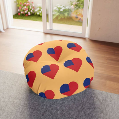 Tufted Floor Pillow - Samoan Flag Heart - AU/NZ/USA - The Koko Samoa