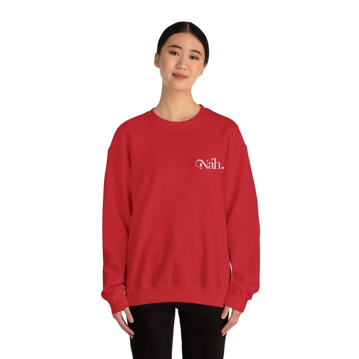 Unisex Heavy Blend Crewneck Sweatshirt - Nah Valentine's - White Embroidered - The Koko Samoa