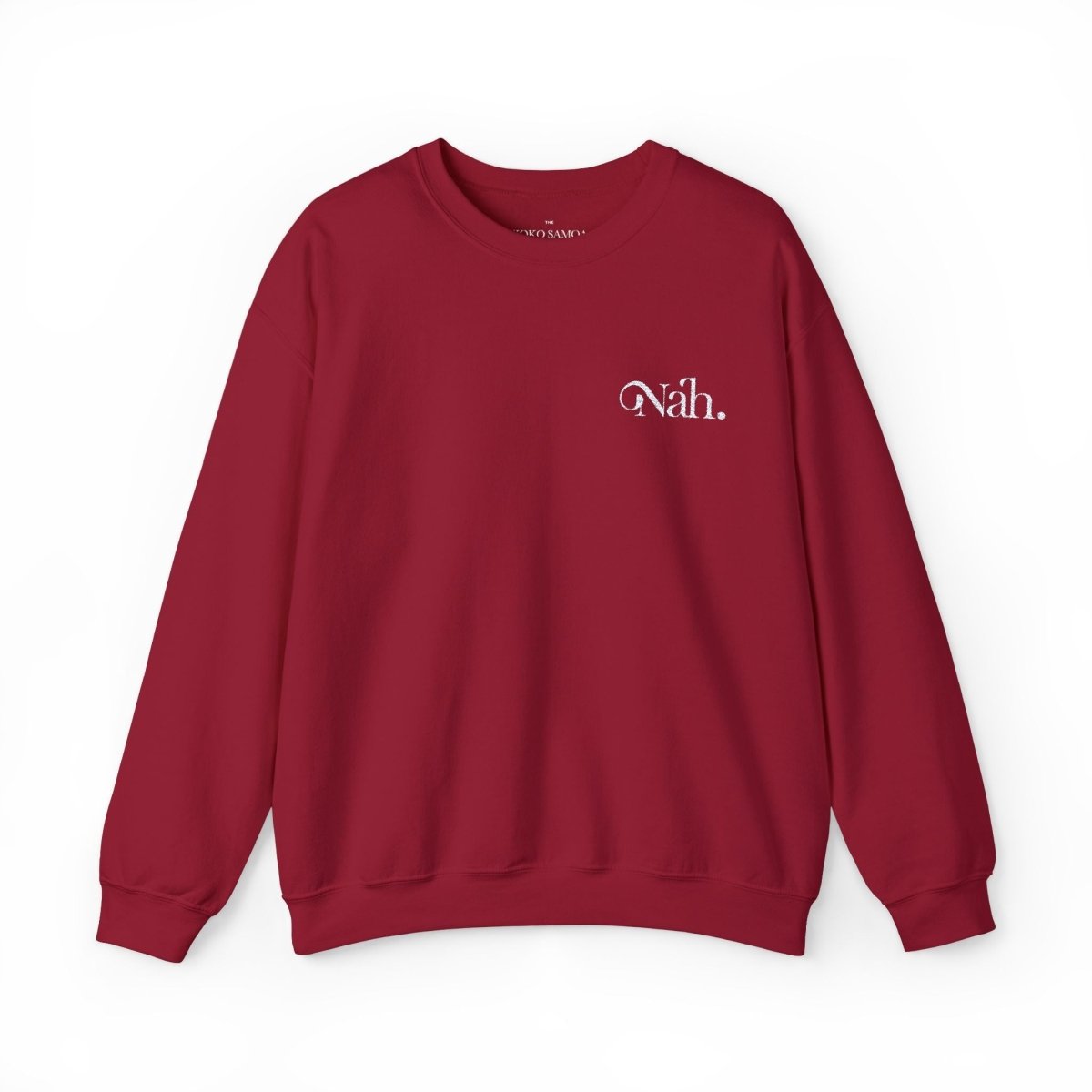 Unisex Heavy Blend Crewneck Sweatshirt - Nah Valentine's - White Embroidered - The Koko Samoa