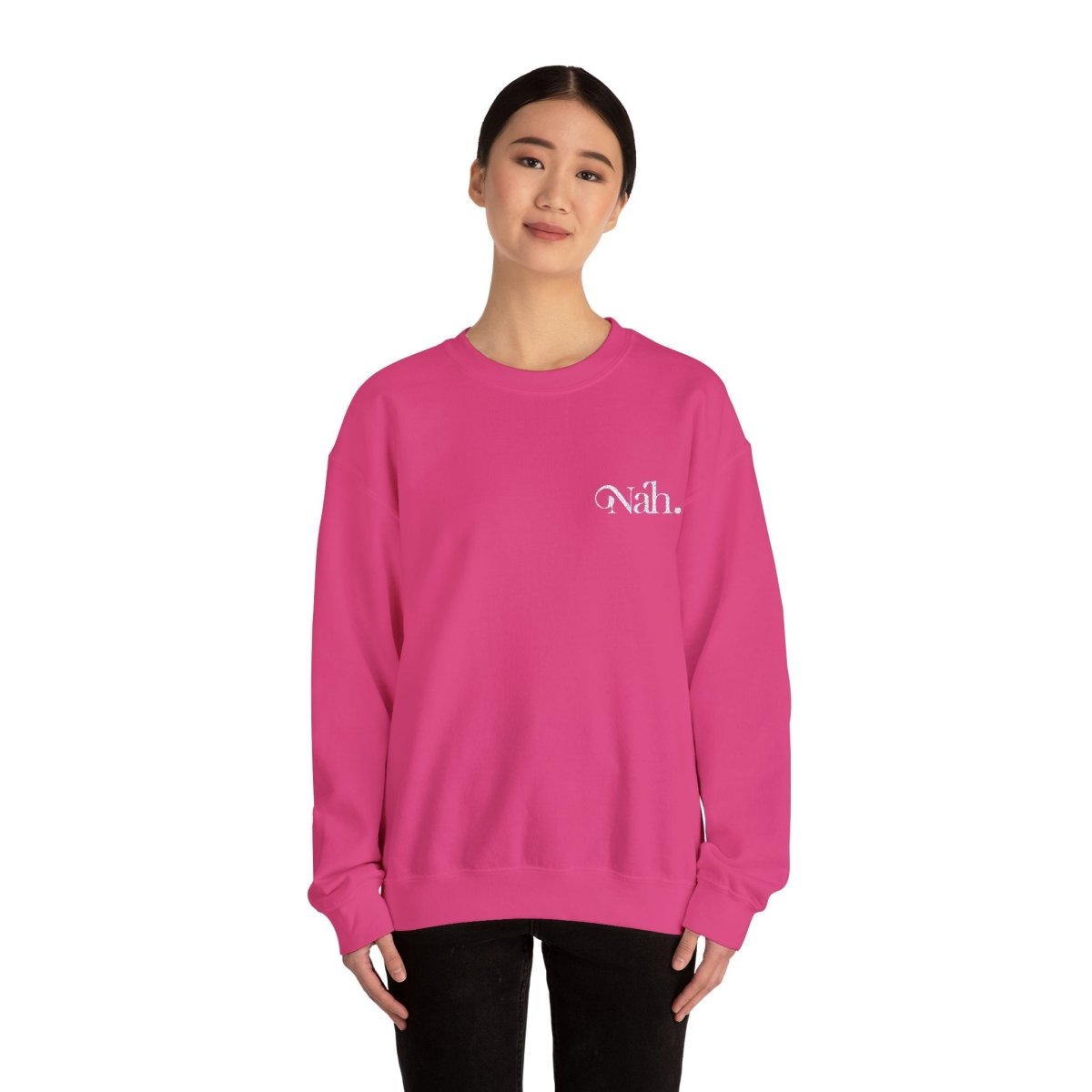 Unisex Heavy Blend Crewneck Sweatshirt - Nah Valentine's - White Embroidered - The Koko Samoa