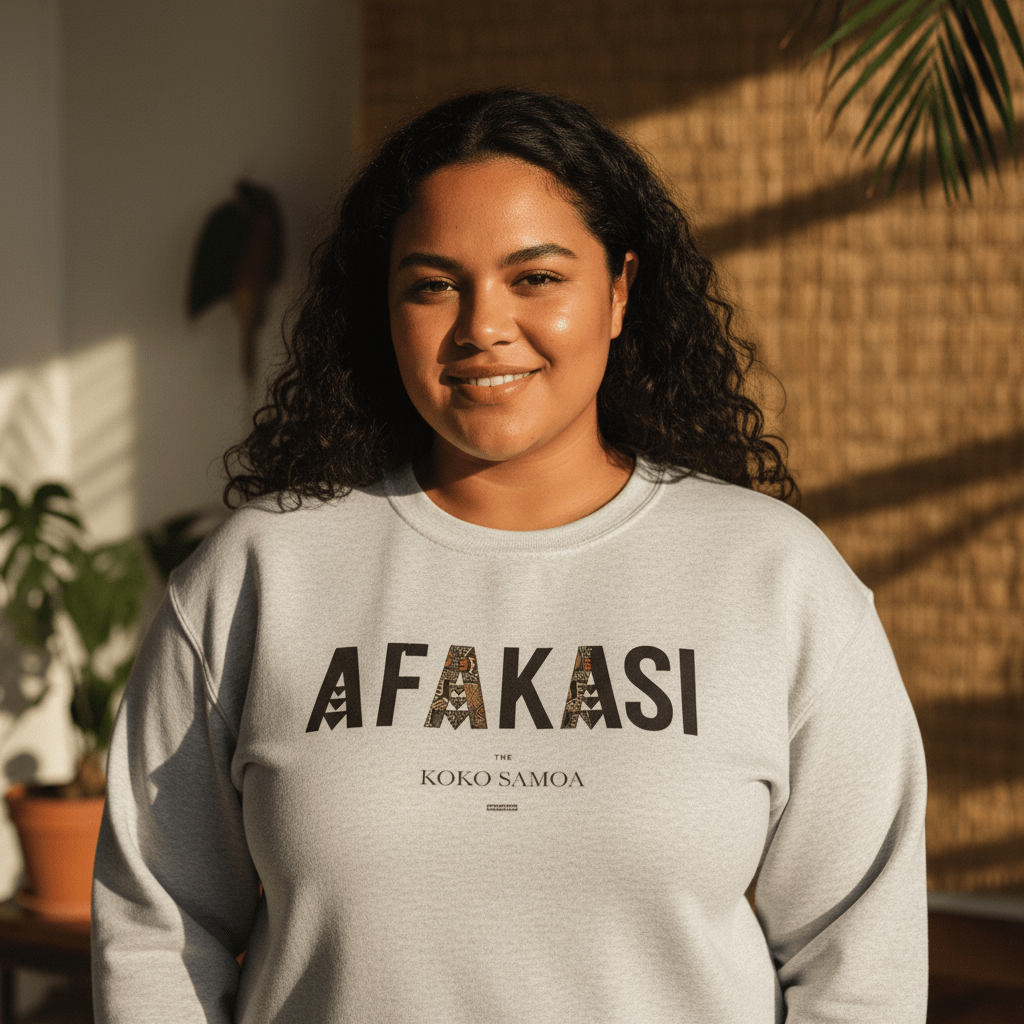 Unisex heavy sweatshirt featuring Afakasi design, personalized with Samoa-inspired artwork on a comfortable sweatshirt.