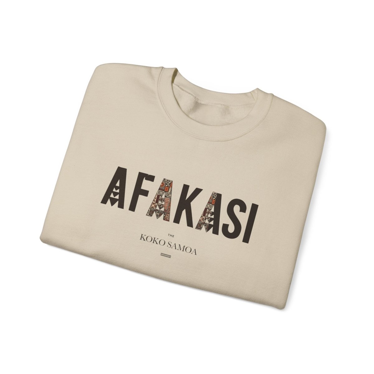 Unisex heavy sweatshirt featuring Afakasi design, personalized with Koko Samoa cultural artwork.