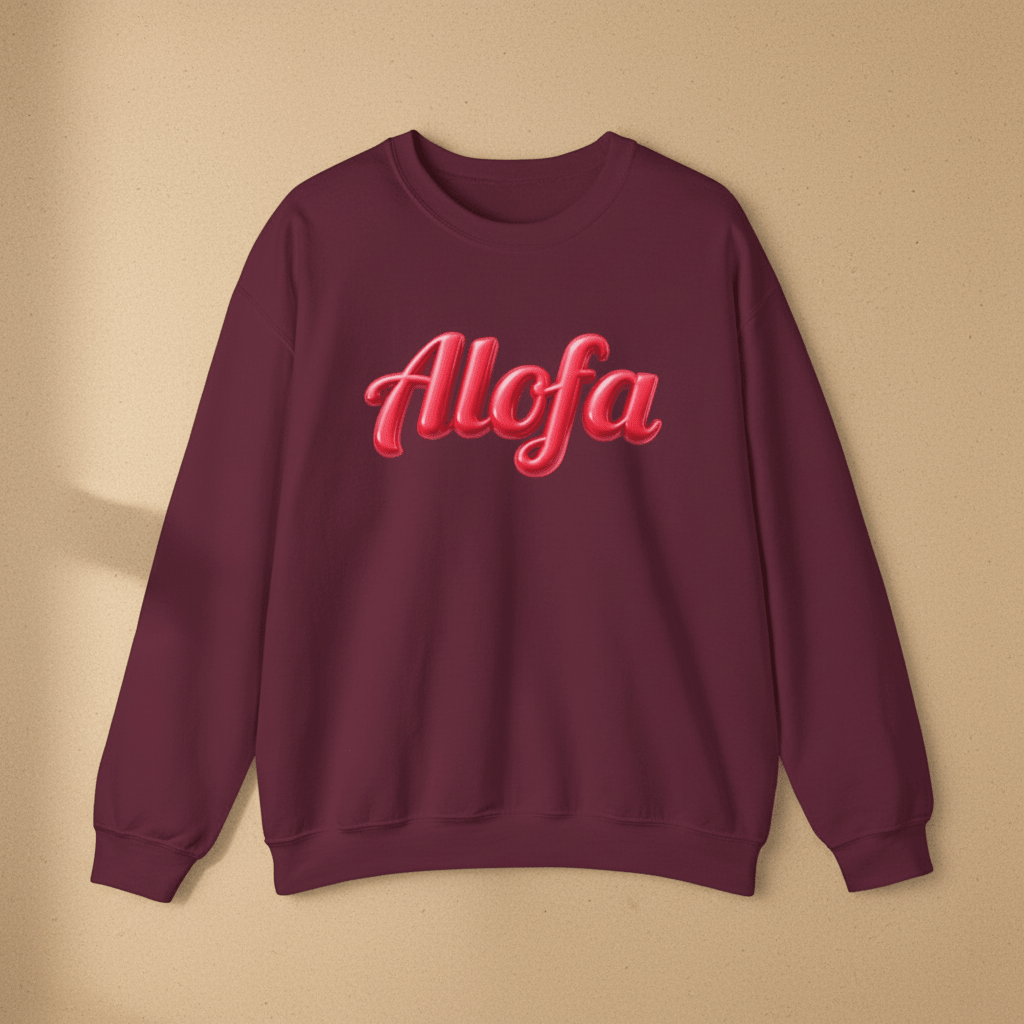 Unisex heavy sweatshirt by The Print Bar featuring Alofa design with USA and Samoa flags, casual and warm clothing.