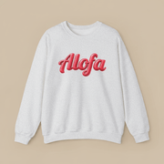 Unisex heavy sweatshirt by The Print Bar featuring Alofa design with USA and Samoa motifs, in black color.