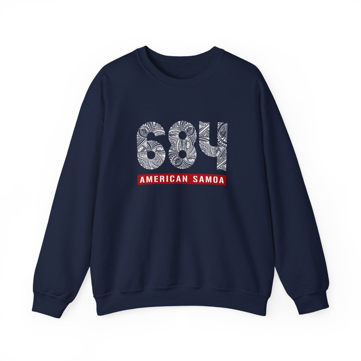 Unisex heavy sweatshirt featuring American Samoa 684, casual fit, in black with printed graphics.