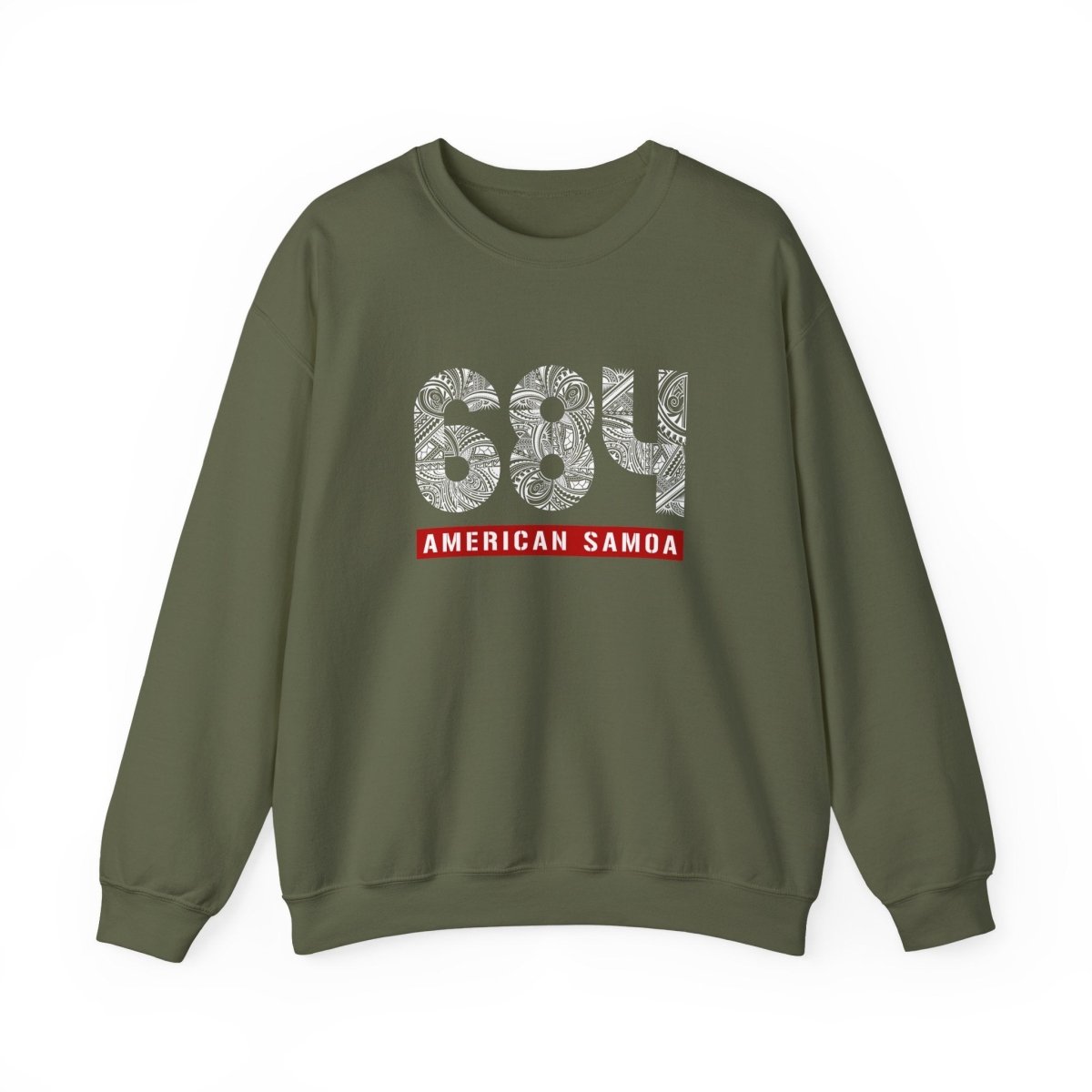 Unisex heavy sweatshirt featuring American Samoa 684, displayed on a mannequin.