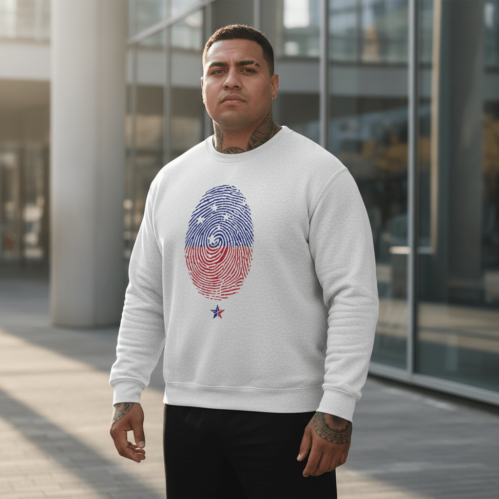 Unisex heavy sweatshirt featuring personalized "My Identity" design in black, made by The Print Bar, casual unisex sweatshirt.