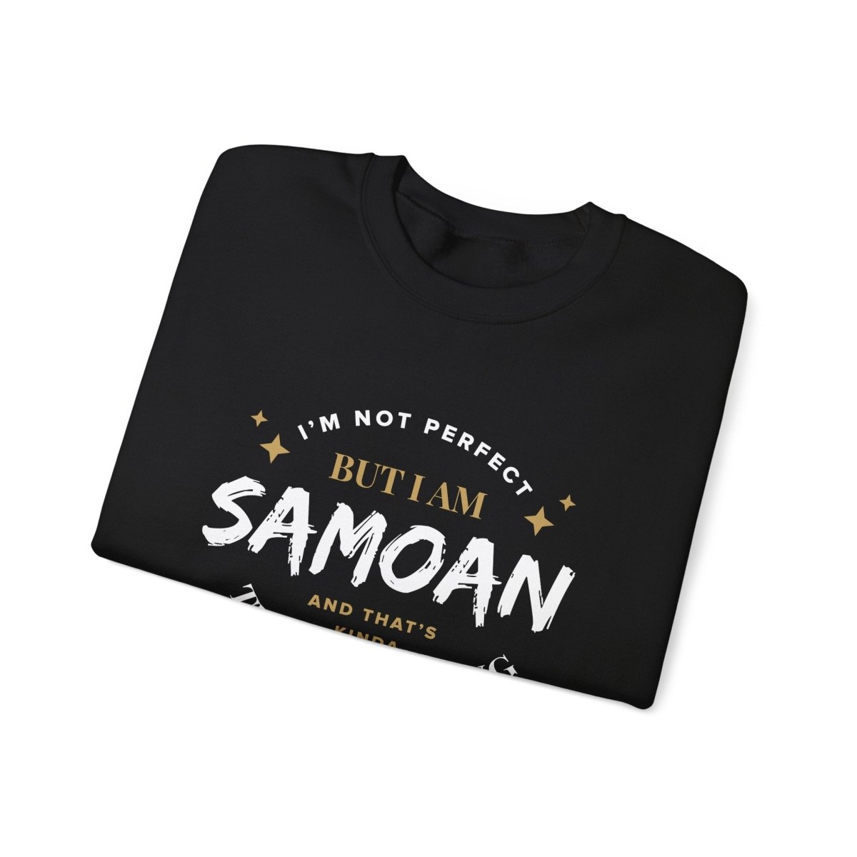 Unisex heavy sweatshirt with "Not Perfect But Samoan", featuring personalized Samoan artwork on a cozy sweatshirt.