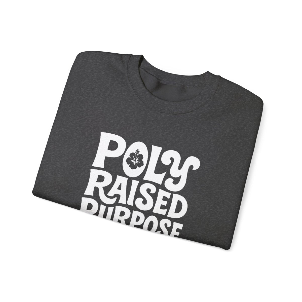 Unisex heavy polyester sweatshirt with raised design, personalized print, in neutral color,.