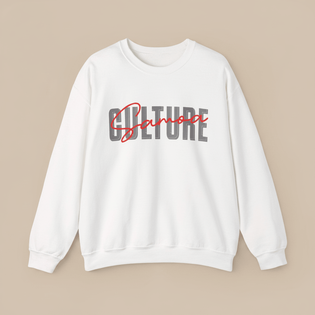 Unisex heavy sweatshirt with Samoan cultural, featuring traditional motifs and vibrant colors.