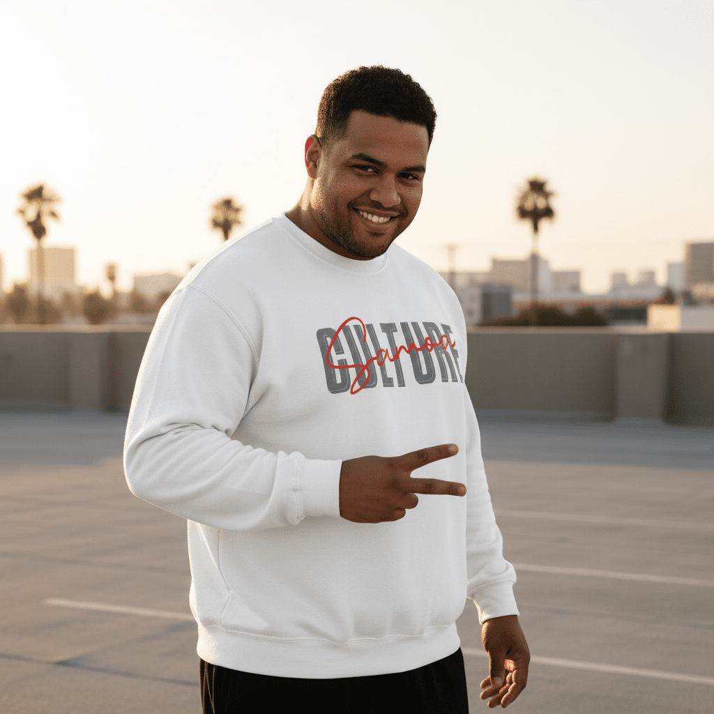 Unisex heavy sweatshirt featuring Samoan culture design, personalized print, made in the USA.