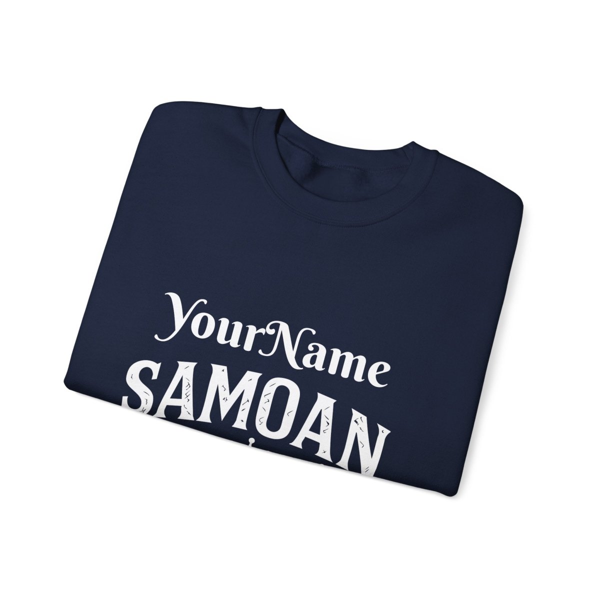 Unisex heavy sweatshirt featuring a Samoan Queen design by The Print Bar, showcasing a personalized Samoan cultural print.