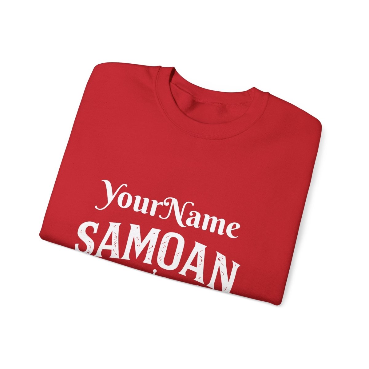Unisex heavy sweatshirt featuring a Samoan Queen design by The Print Bar, personalized with vibrant cultural artwork.