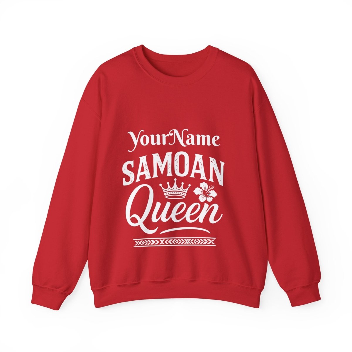 Unisex heavy sweatshirt featuring a Samoan Queen design, personalized with AU/NZ details, by The Print Bar.