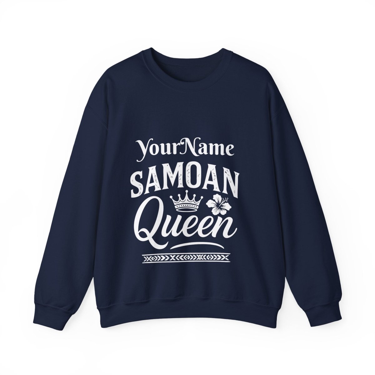 Unisex heavy sweatshirt featuring Samoan Queen design by The Print Bar, personalized, with bold print on comfortable fabric.