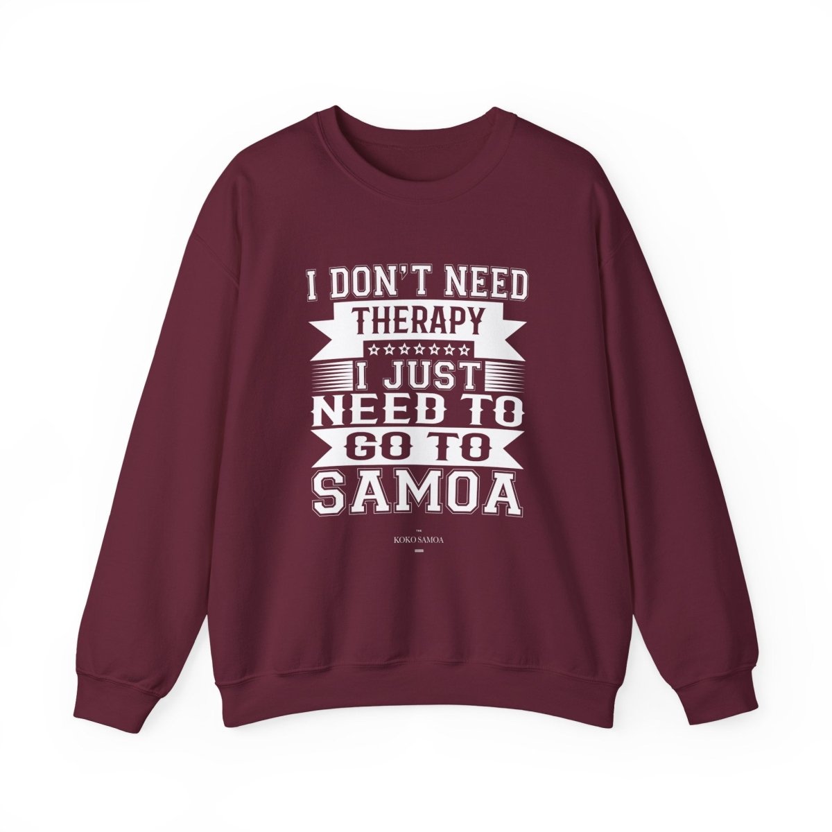 Unisex heavy sweatshirt with therapy print by The Print Bar, featuring personalized design in black on a comfortable gray fabric.