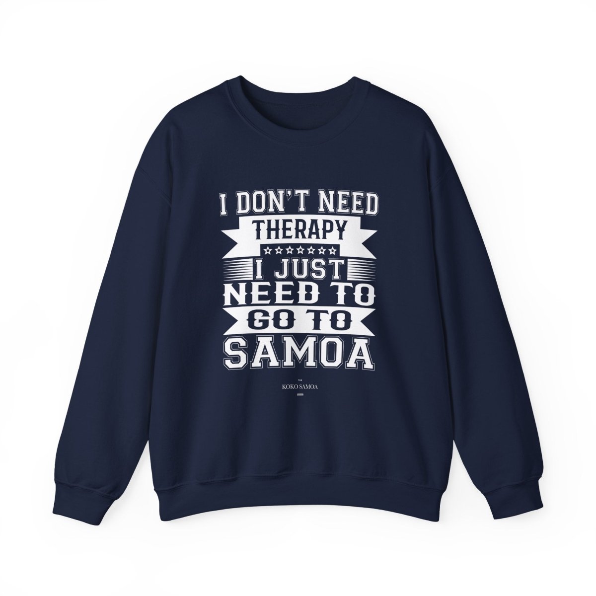 Unisex heavy sweatshirt with "Therapy" print from The Print Bar, featuring a comfortable fit and personalized design.