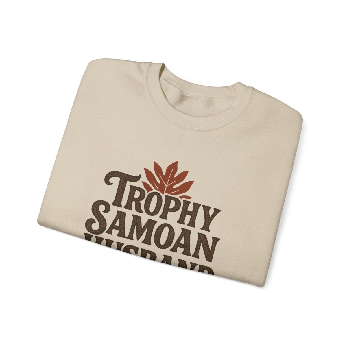 Unisex heavy sweatshirt featuring Trophy Samoan Husband design by The Print Bar, casual wear for men and women.
