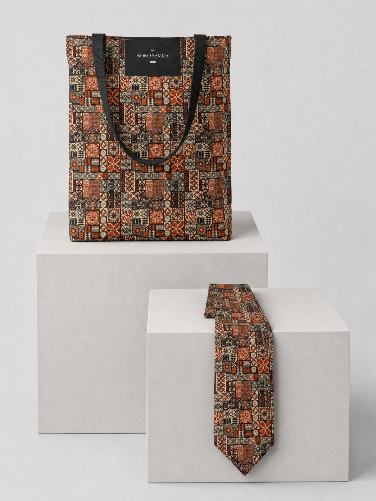 Elei Set gift set: Tote Bag - Elei and Necktie - Elei, shown together.