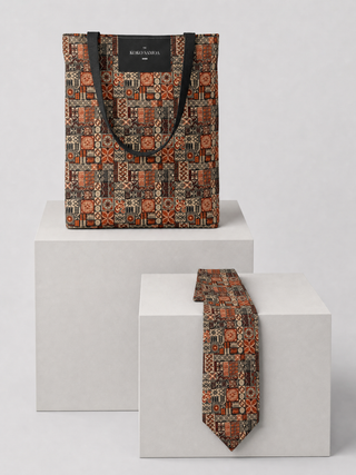 Elei Set gift set: Tote Bag - Elei and Necktie - Elei, shown together.