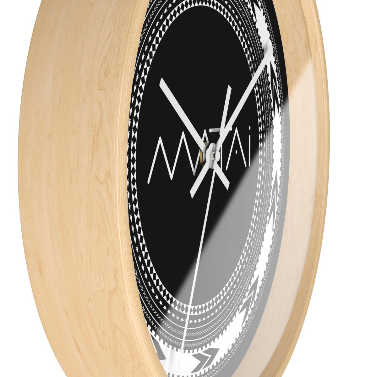 10-inch Matai wall clock featuring natural wood finish, ideal for home decor in AU, NZ, and USA.