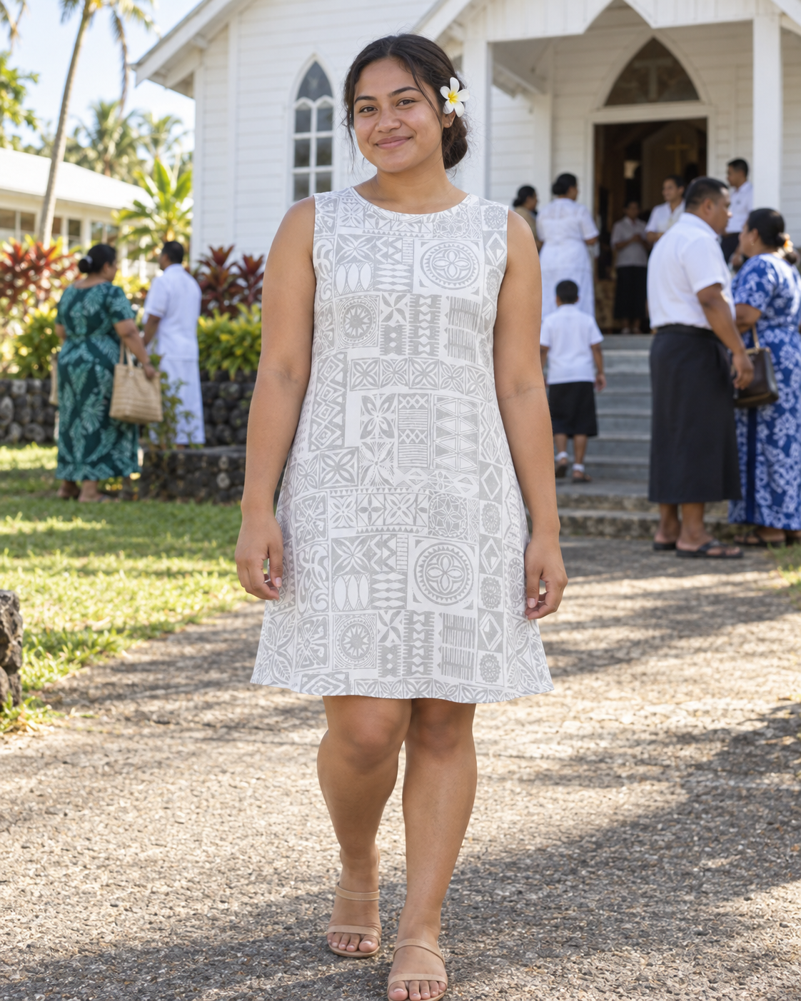 Women's Casual Dress - White Sunday worn in everyday life