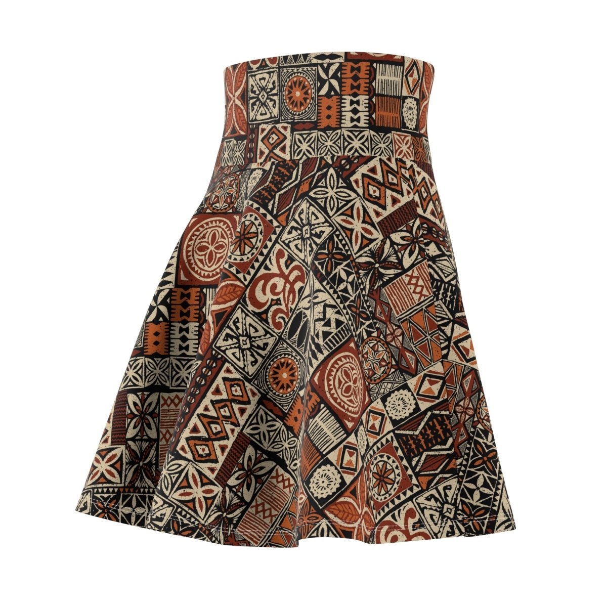 Women's Elei print skater skirt featuring vibrant tropical patterns and a flared, casual design.