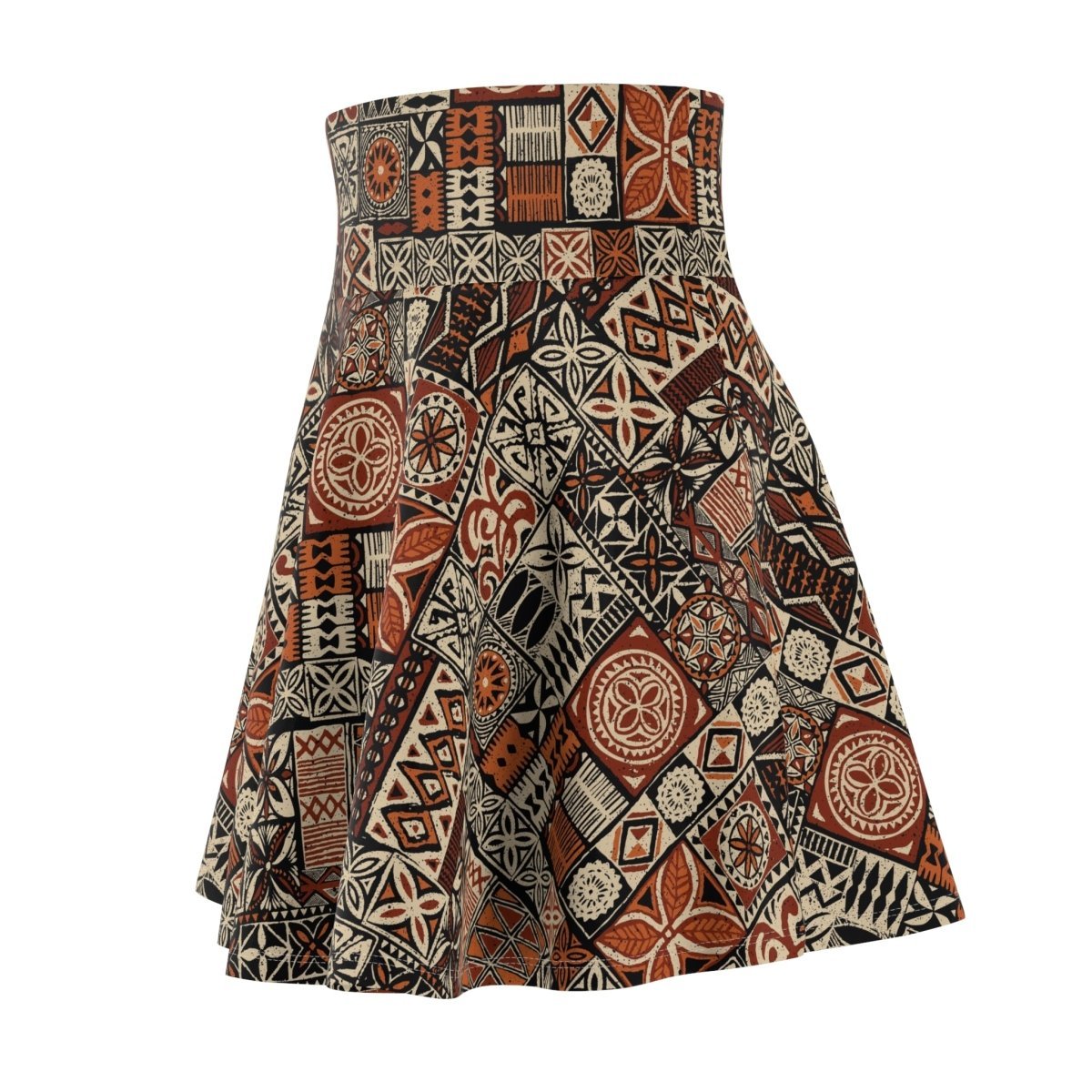 Women's Elei print skater skirt featuring vibrant tropical patterns and a flattering fit.