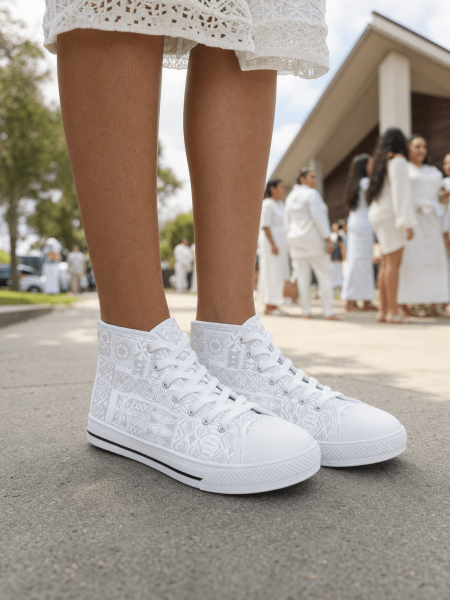 Women's High Top Sneakers - White Sunday - The Koko Samoa